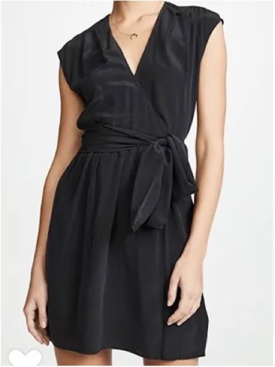 L'AGENCE Dresses & Skirts - L'AGENCE Black Cap-Sleeve Wrap Mini Dress